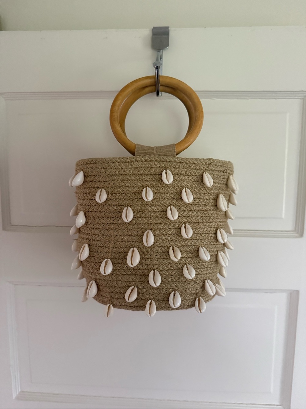 LSPACE Straw Bucket Bag with Shell Accents